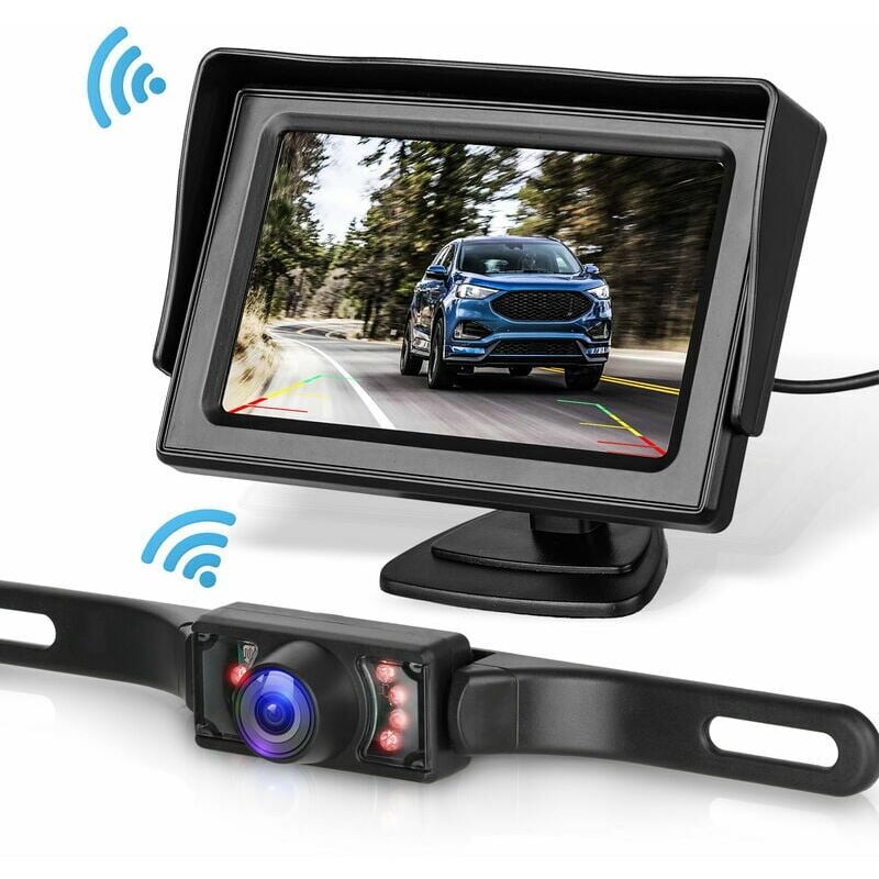 foto del prodotto zvd kit sistema telecamera di retromarcia wireless da 4,3 monitor per visione posteriore per auto camion furgone pick up camper
