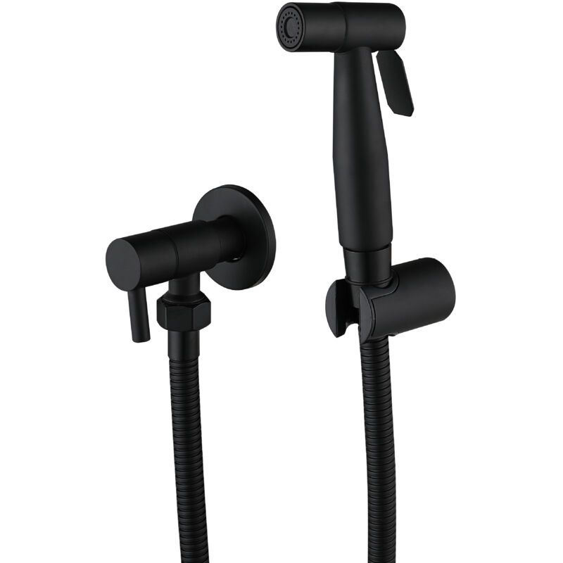 foto del prodotto zvd kit spruzzatore bidet per wc in acciaio inossidabile, spruzzatore per wc nero 