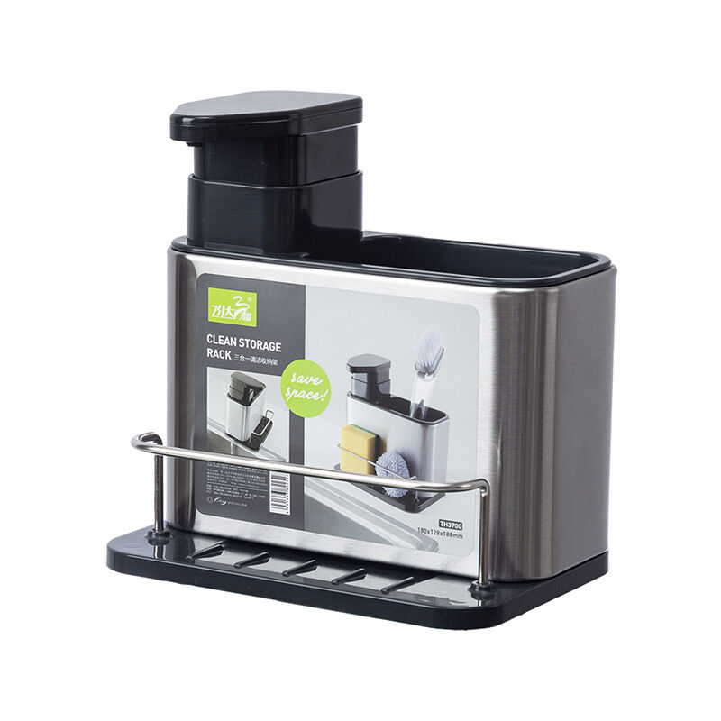 foto del prodotto zvd kitchen sink organizer, built in soap dispenser, multifunctional stainless steel kitchen sink organizer and sponge holder for kitchen or