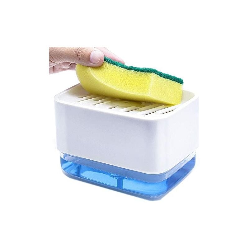 foto del prodotto zvd kitchen sink soap dispenser sponge holder, hollow design, single soap pump dispenser countertop sink dispenser white