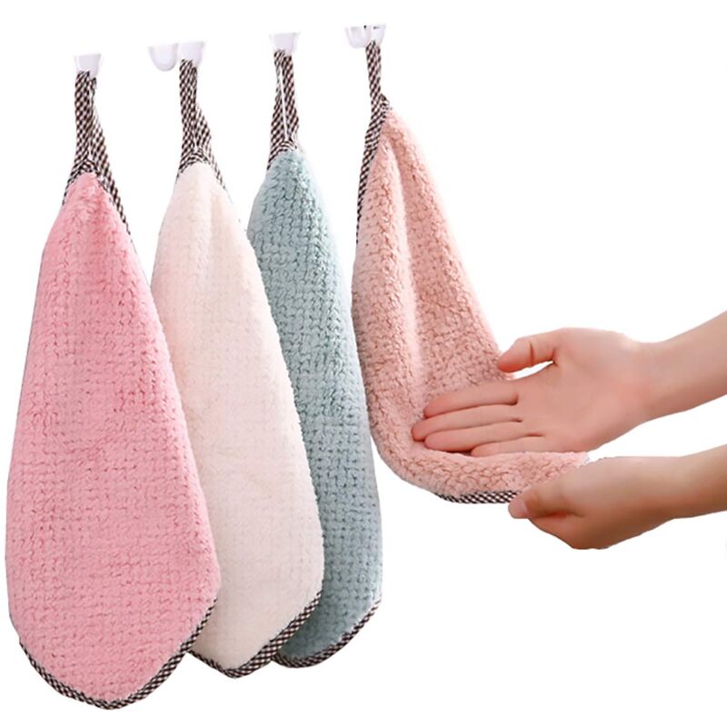foto del prodotto zvd kitchen towels, set of 4 kitchen towels, hand towels, washable, environmentally friendly, ultra absorbent, reversible for multiple use