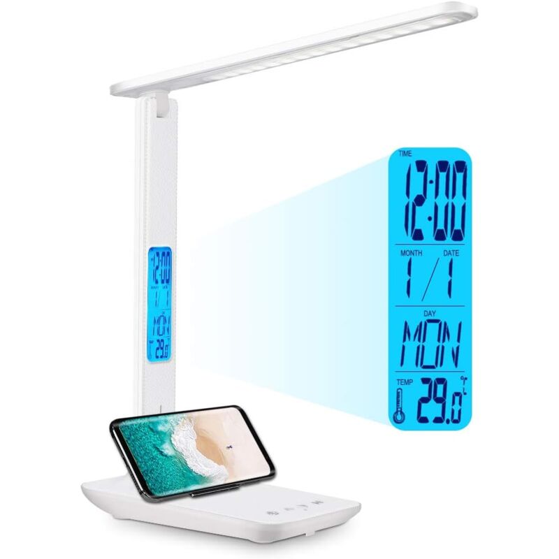 foto del prodotto zvd lampada da scrivania a led ricaricabile sveglia, calendario, temperatura 3 modalit 5 livelli