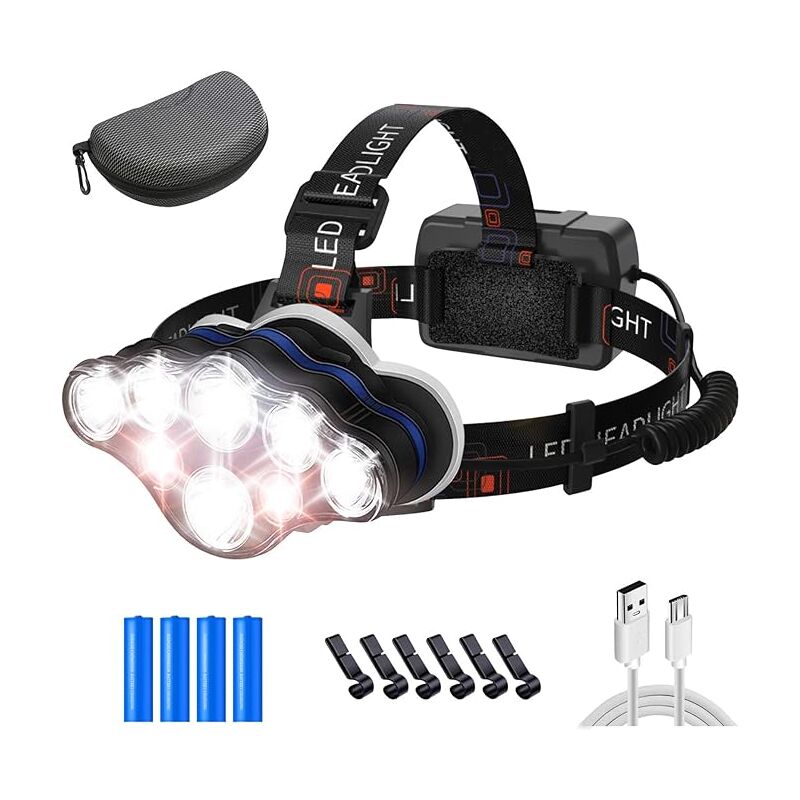 foto del prodotto zvd lampada frontale a led ricaricabile tramite usb da 18000 lumen 8 modalit ipx4 impermeabile sport all aria aperta