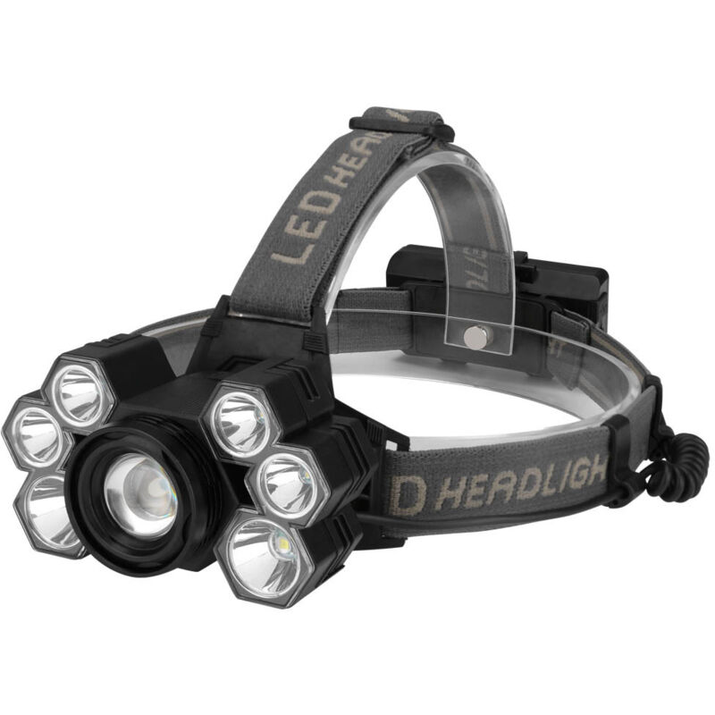 foto del prodotto zvd lampada frontale super luminosa da 3000 lumen, ricaricabile, 7 led, 5 modalit , regolabile a 90 