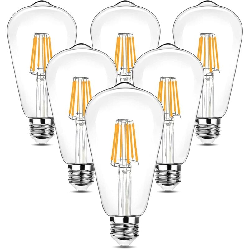 foto del prodotto zvd lampadina led edison vintage 6w, bianco caldo, stile retr antico, 6 pezzi