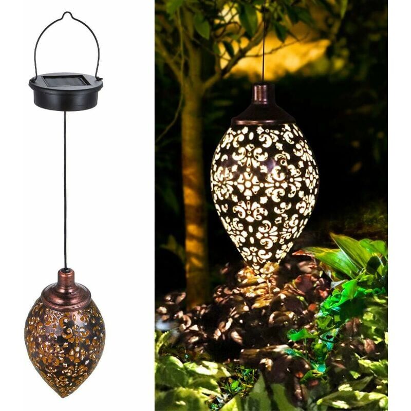 foto del prodotto zvd lanterne solari da giardino lanterne sospese ad energia solare con maniglia per cortile, design lampadario, classe energetica a 