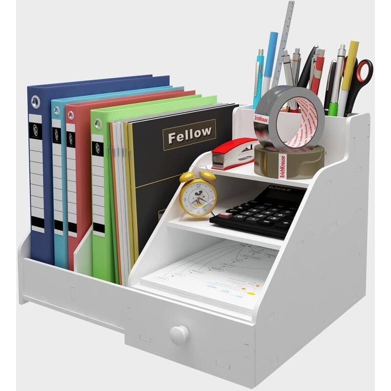 foto del prodotto zvd large capacity shelf, office supplies, magazine rack, desk storage shelf, file organizer, letter tray, a4, book, notebook, stationery, student,