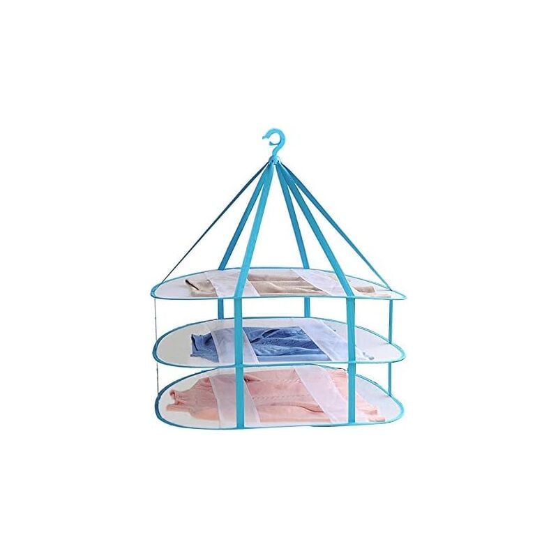 foto del prodotto zvd large size clothes rack 3 tiers folded mesh clothes hanging dryer t shirt sweater drying