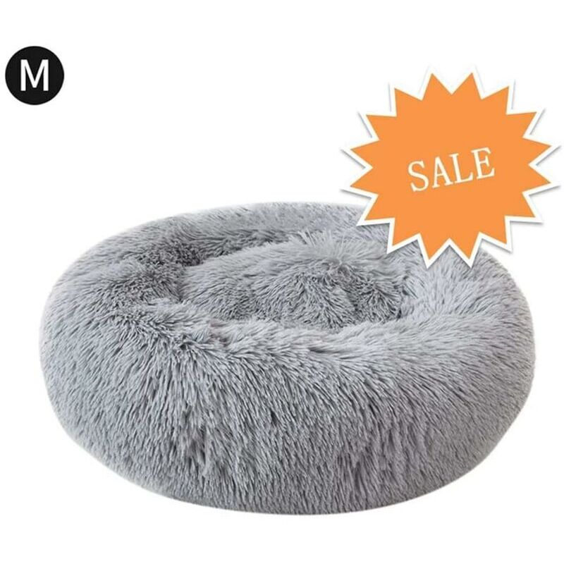 foto del prodotto zvd letto rotondo per cani e gatti letto morbido e confortevole a forma di ciambella per gatti e cani di piccola taglia, grigio chiaro, 50 cm