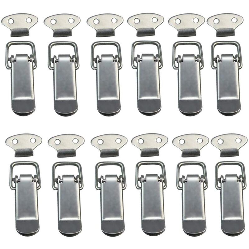 foto del prodotto zvd lever latch, spring latch, 12 pcs toggle latch spring latch with hook stainless steel spring latch for cabinet, box, drawer, cabinet, medical