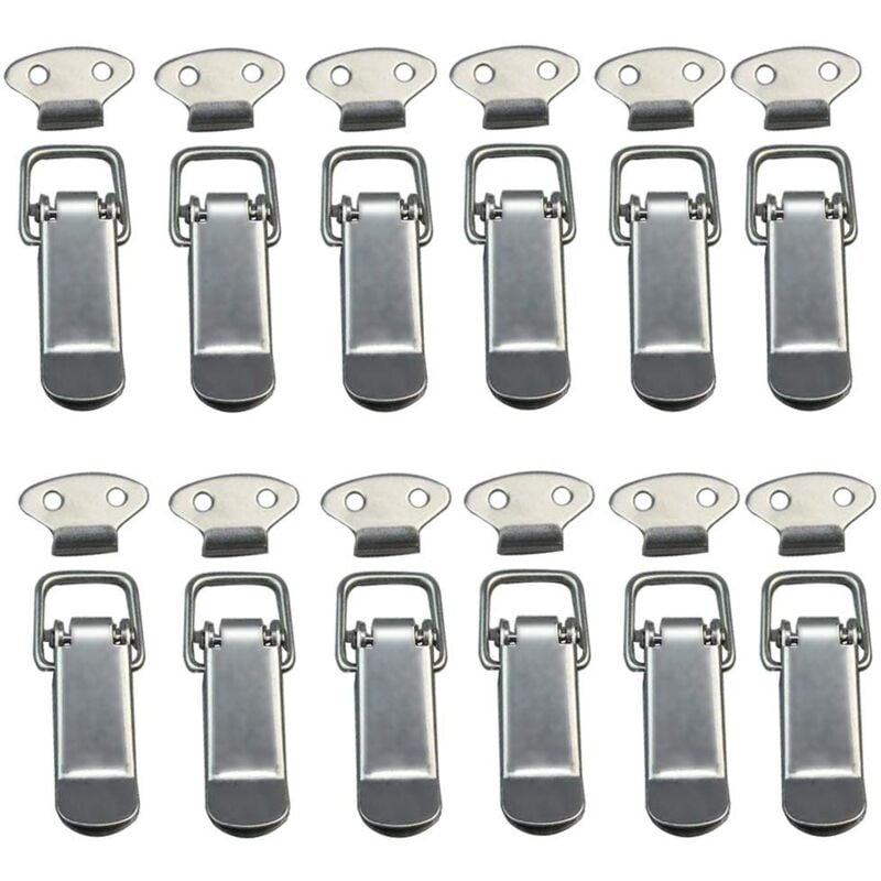 foto del prodotto zvd lever latch, spring latch, 12 pcs toggle latch spring latch with hook stainless steel spring latch for cabinet, box, drawer, cabinet, medical
