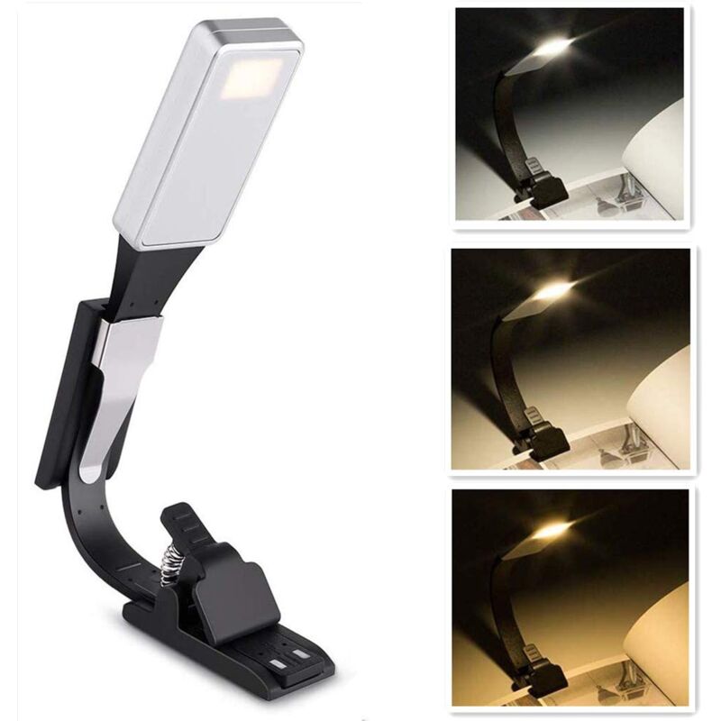 foto del prodotto zvd luce di lettura a led con clip clip di ricarica usb luminosit regolabile in 3 colori 1 pezzo 