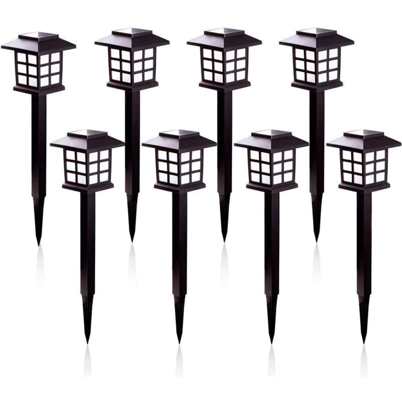 foto del prodotto zvd luci solari da giardino impermeabili ip55 illuminazione bianca calda confezione da 8 per prato, giardino, vialetto, cortile, patio