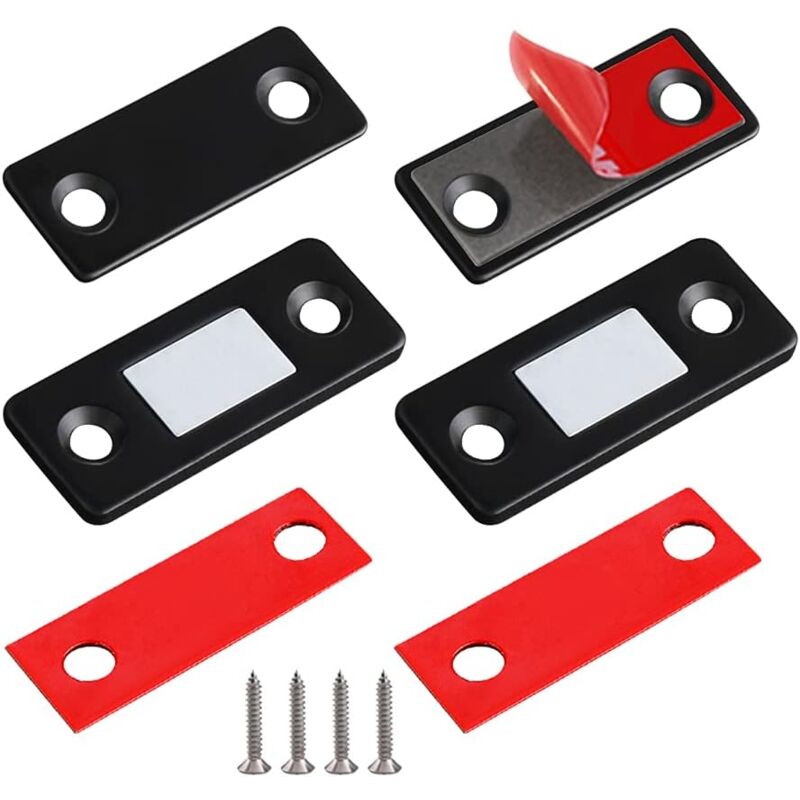 foto del prodotto zvd magnetic door catch 2 pack slim stainless steel magnetic catch for cabinets, kitchens, black