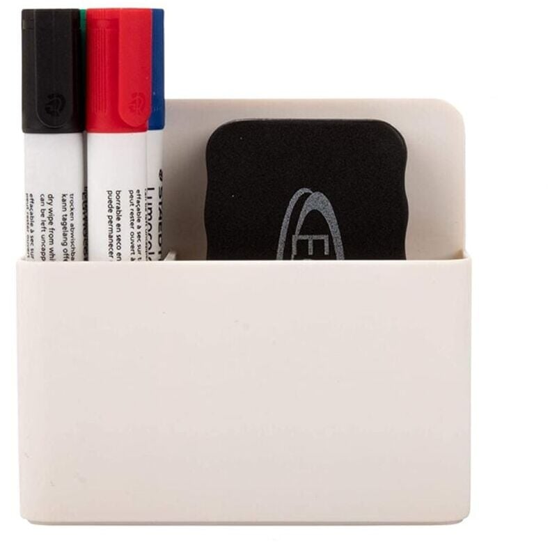 foto del prodotto zvd magnetic pen holder, whiteboard marker holder composed of 2 compartments with whiteboard sponge ideal for fridge, locker and all magnetic