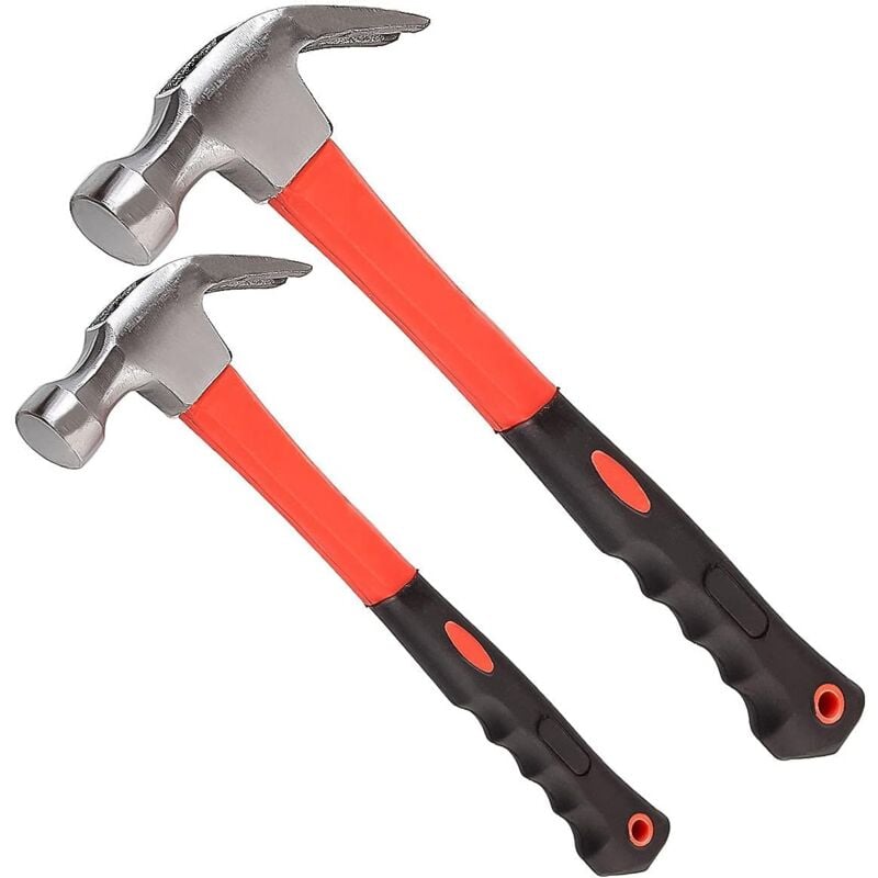 foto del prodotto zvd martello artiglio durevole da 2 pezzi, martello artiglio multifunzione da 8 oz 16 oz con impugnatura in fibra di vetro per inchiodare e