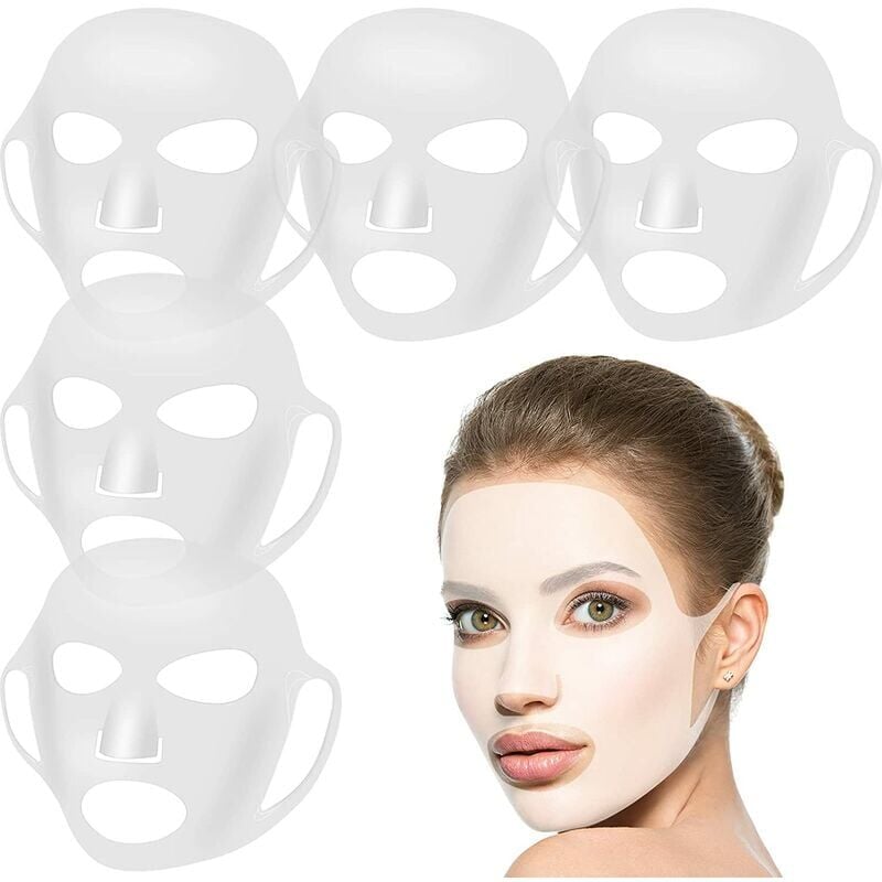foto del prodotto zvd maschera viso in silicone riutilizzabile, idratante, coprente per la pelle bianco, 5 pezzi 
