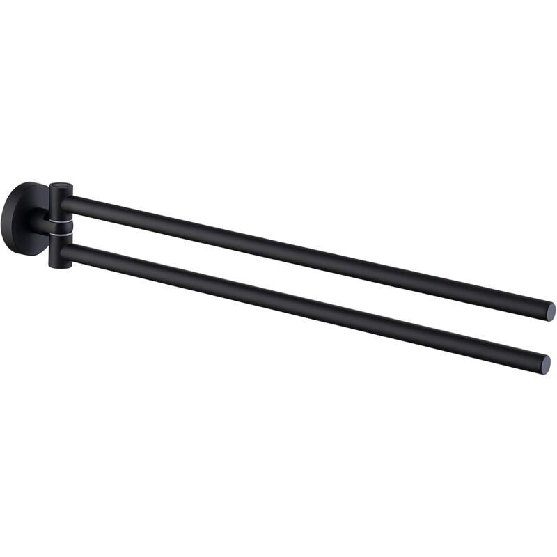 foto del prodotto zvd matte black bathroom towel rail with 2 bars 180 rotatable sus304 stainless steel 41cm towel rack wall mounted towel rail for bathroom kitchen