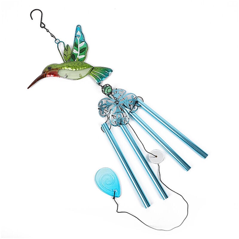 foto del prodotto zvd memory wind chime for mom stained glass butterfly wind chime for home garden window decor, birthday memorial gift hummingbird 