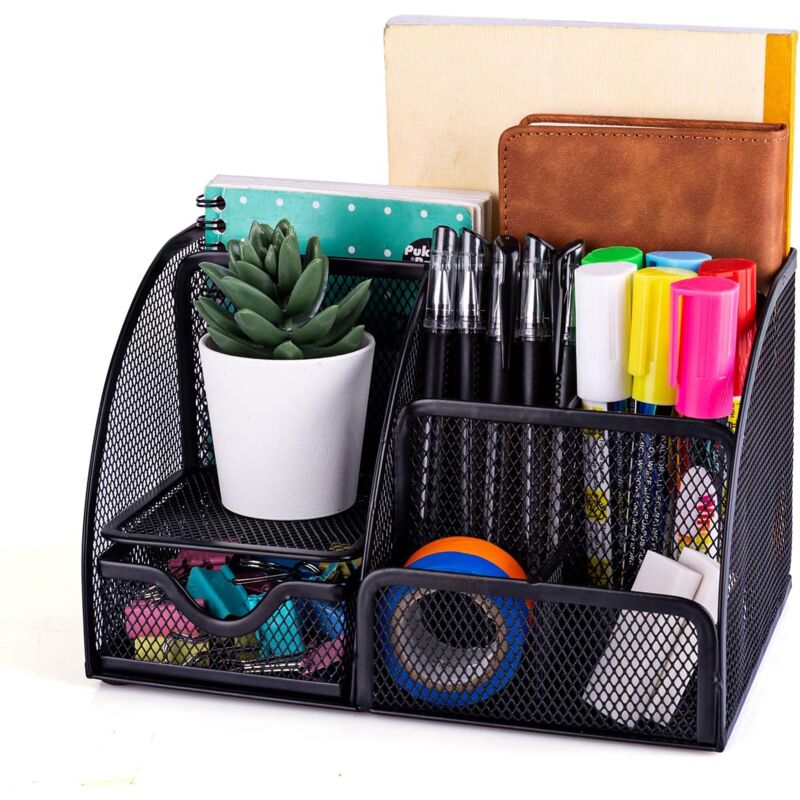 foto del prodotto zvd mesh desk and accessories organizer with 6 compartments shounab l drawer black