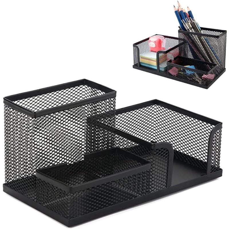 foto del prodotto zvd mesh metal desk organizer with pen holder, desk pen rack, desk pencil holder, black desk metal storage