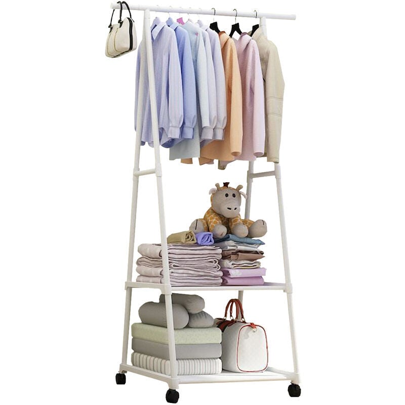 foto del prodotto zvd metal coat rack for clothes 55x42x160cm white