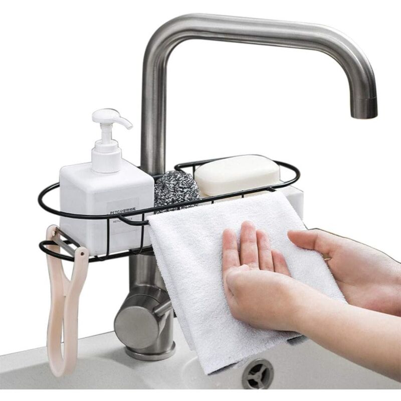 foto del prodotto zvd metal kitchen sponge holder sink organizer basket rack dishwasher sponge holder rack black 
