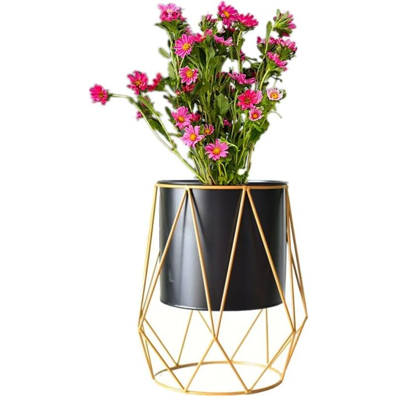foto del prodotto zvd metal plant stand with flower pot for succulent plants metal stand for indoor and outdoor black 