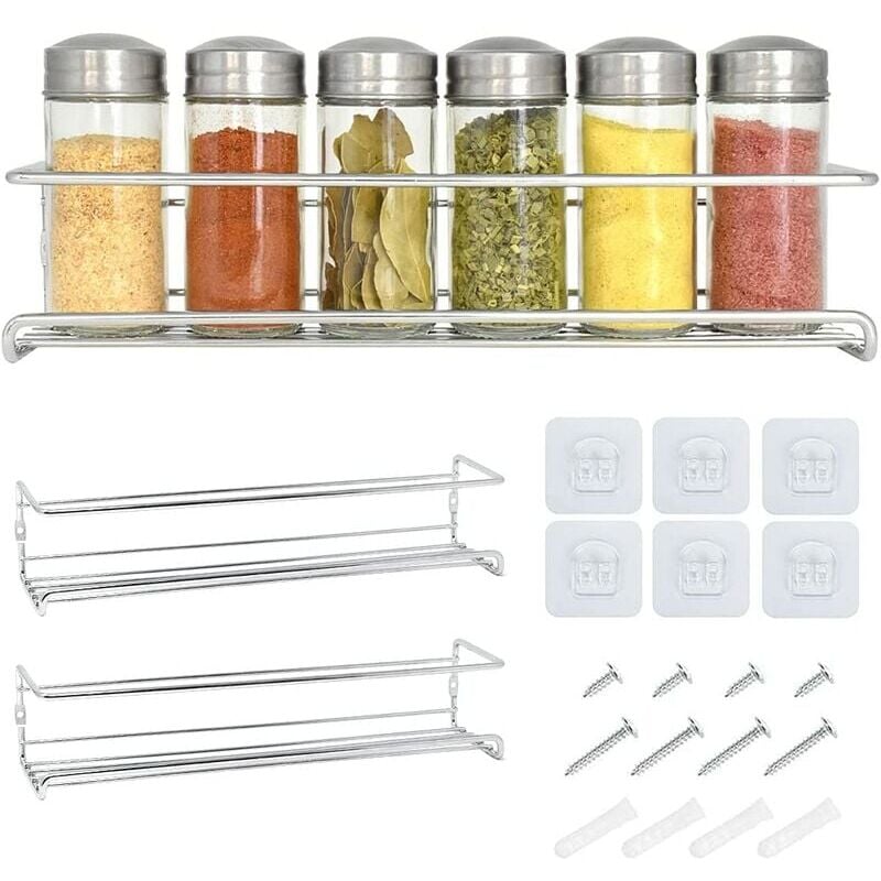 foto del prodotto zvd metal wall mounted spice rack 2 pcs kitchen shelf kitchen spice rack easy to install kitchen wall mount shelf