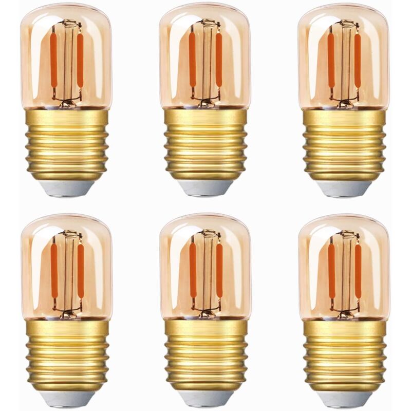 foto del prodotto zvd mini lampadina led tubolare t28 1w attacco e27 vetro ambrato bianco caldo decorativa non dimmerabile confezione da 6