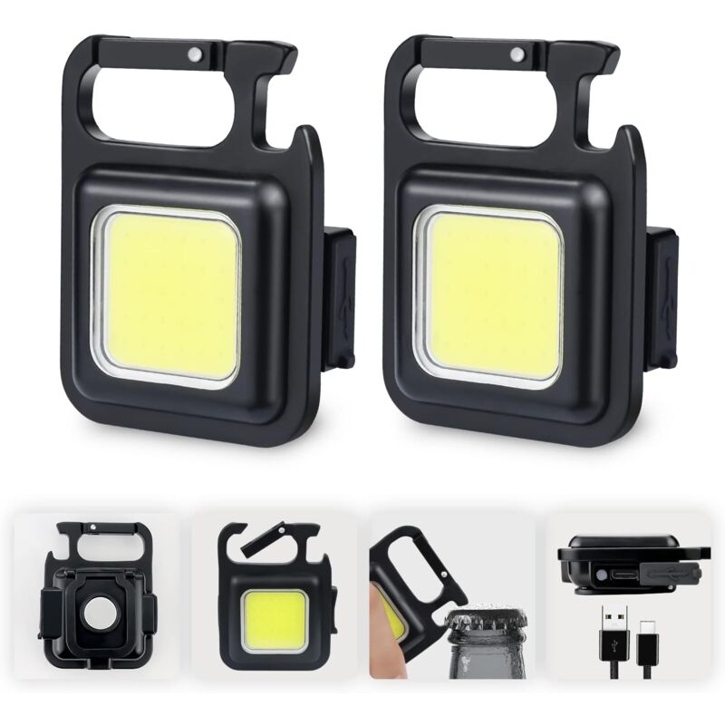 foto del prodotto zvd mini luci di ispezione a led ricaricabili 2x 800 lumen, magnetiche, impermeabili, portachiavi, per campeggio e riparazioni di emergenza