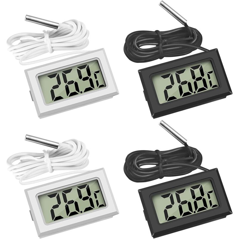 foto del prodotto zvd mini termometro digitale lcd per frigorifero, congelatore, acquario bianco e nero confezione da 4 