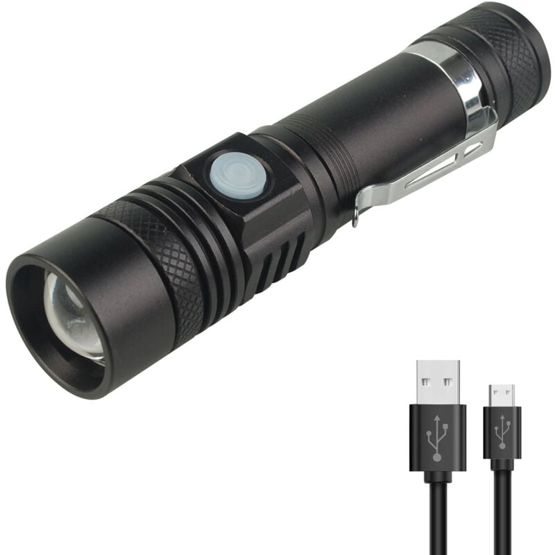 foto del prodotto zvd mini torcia elettrica ricaricabile usb antiabbagliamento illuminazione esterna in lega di alluminio