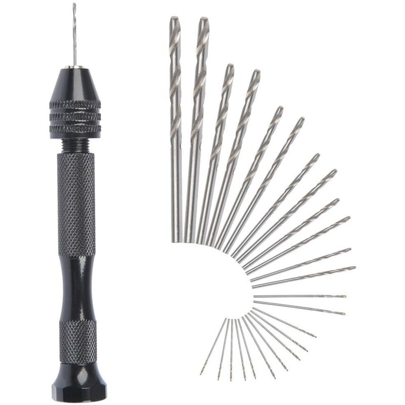 immagine 0 del prodotto zvd mini trapano a mano con 25 punte micro elicoidali, utensile rotante in alluminio regolabile, per pirografia, plastica, rame