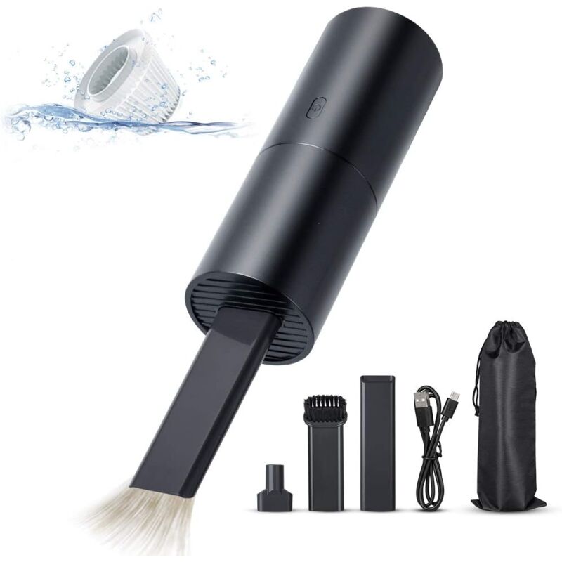foto del prodotto zvd mini vacuum cleaner, small portable cordless keyboard vacuum cleaner, usb rechargeable powerful 2 in 1 suction blow, portable lightweight car,
