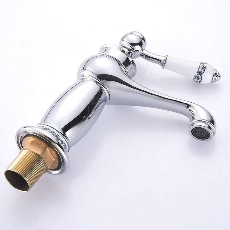 foto del prodotto zvd miscelatore per lavandino vintage porcellana nera bianca ingresso acqua calda fredda cucina, bagno 