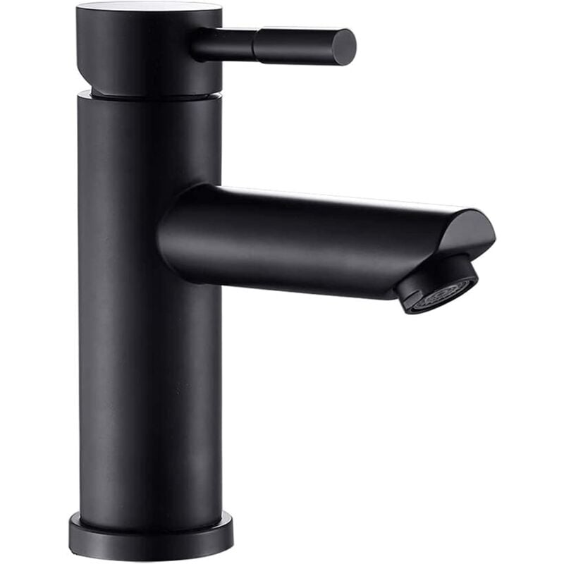 foto del prodotto zvd mitigeur de lavabo moderne en acier inoxydable seulement de l eau froide avec tuyau pour salle de bain, salle d eau, cuisine noir