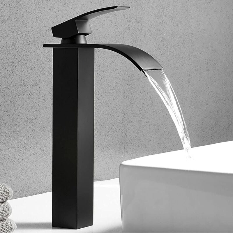 foto del prodotto zvd mitigeur de lavabo monotrou pour bassin chaud et froid acier inoxydable durable noir mat