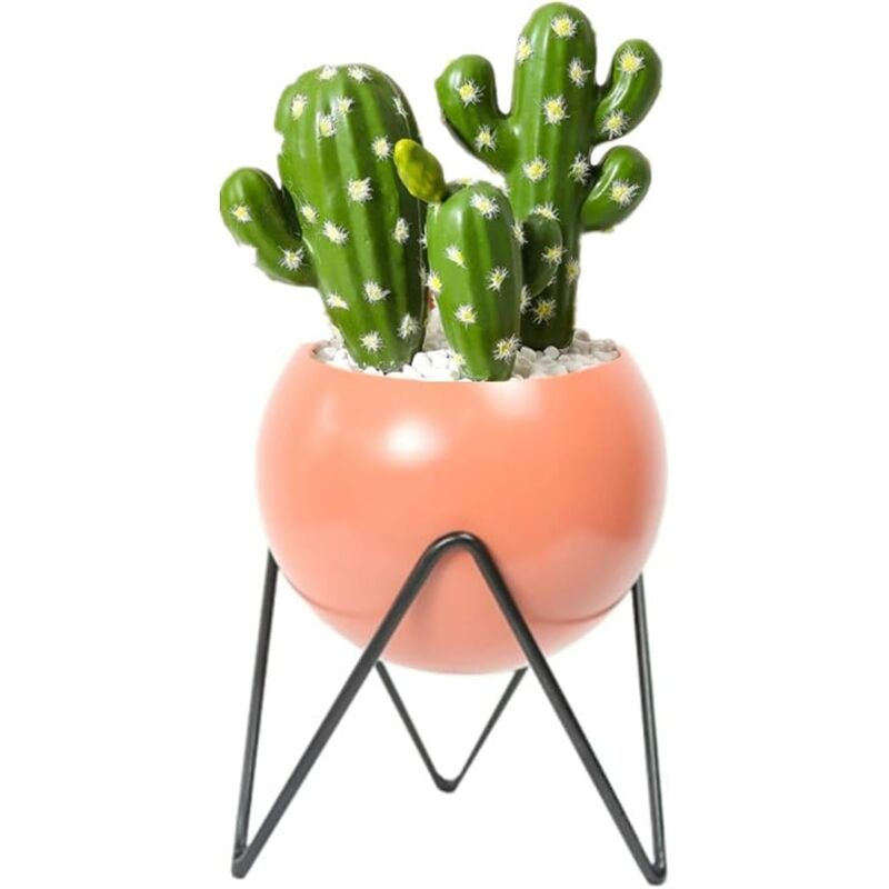 foto del prodotto zvd modern round metal flower vase with holder for succulent plants indoor outdoor decorative flower pot orange 
