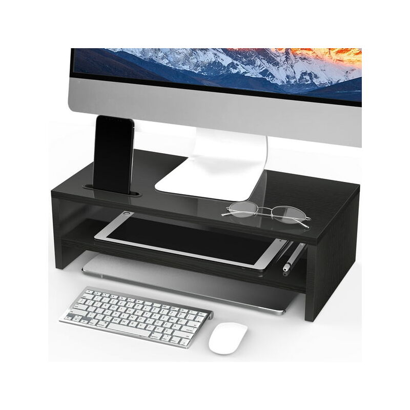 foto del prodotto zvd monitor stand 2 tier desktop organization stand for laptops with phone holder and cable management