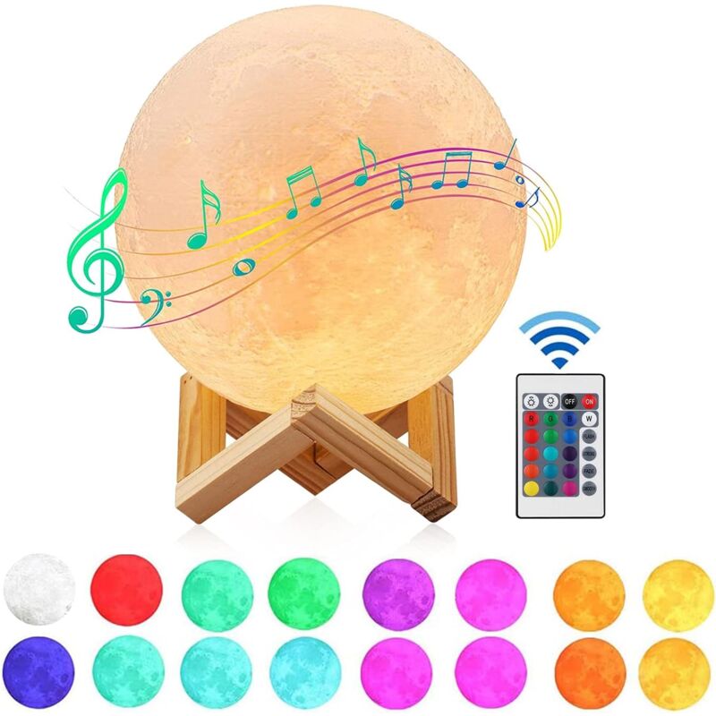 foto del prodotto zvd moon lamp with bluetooth speaker, 5.9 inch 15cm dimmable 16 colors 3d moon light