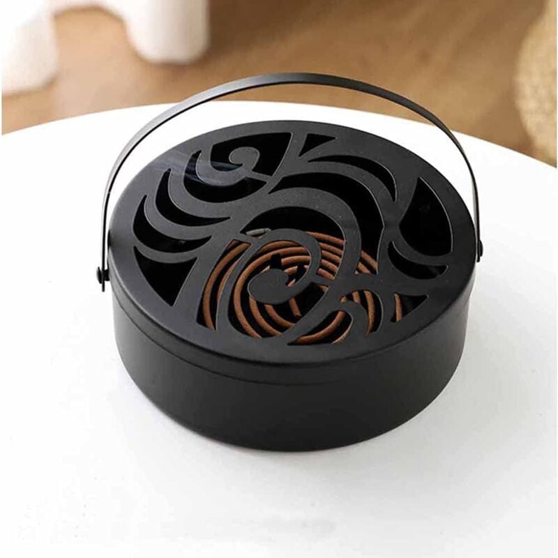 foto del prodotto zvd mosquito coil holder, mosquito coil box, portable metal mosquito killer incense holder, with handle and lid, round insect killer mosquito
