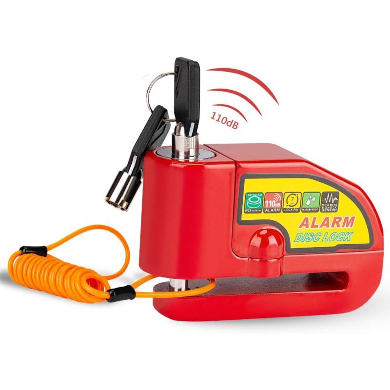 foto del prodotto zvd motorcycle anti theft alarm disc block disc lock scooter disc lock with 110db alarm, 2 keys, 1.5m anti theft cable, 1 bag of motorcycle bike