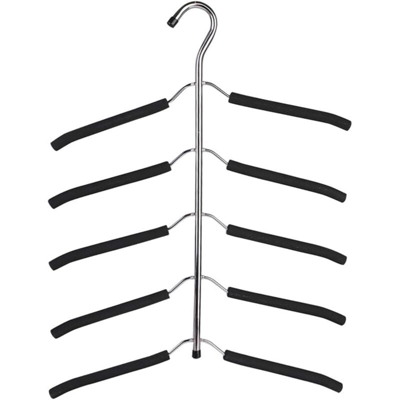foto del prodotto zvd multi layer clothes hangers stainless steel 5 in 1 metal anti slip sponge space saving hanger multi magic hanger storage black 