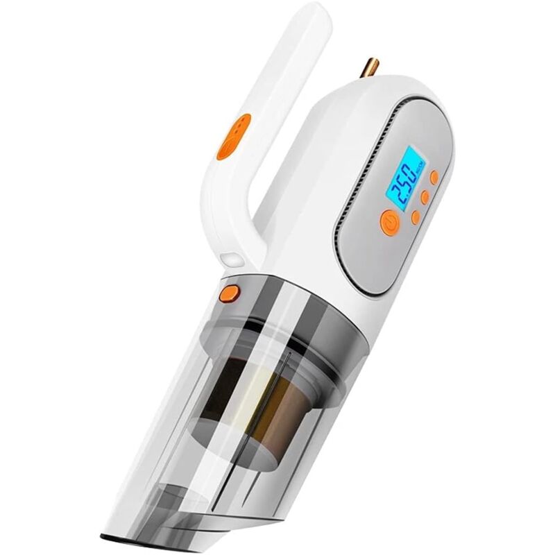 foto del prodotto zvd multifunction usb portable handheld vacuum cleaner for car, home, wet dry use, with led light, silent convenient lightweight color white 