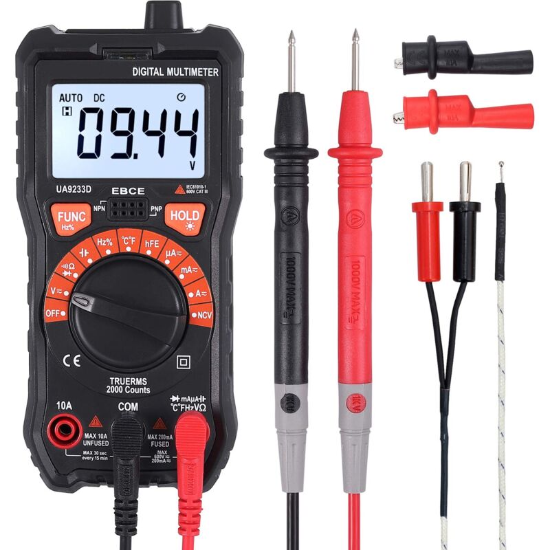 foto del prodotto zvd multimetro digitale a vero valore efficace con clip a coccodrillo tester ac dc voltmetro resistenza corrente capacit frequenza temperatura