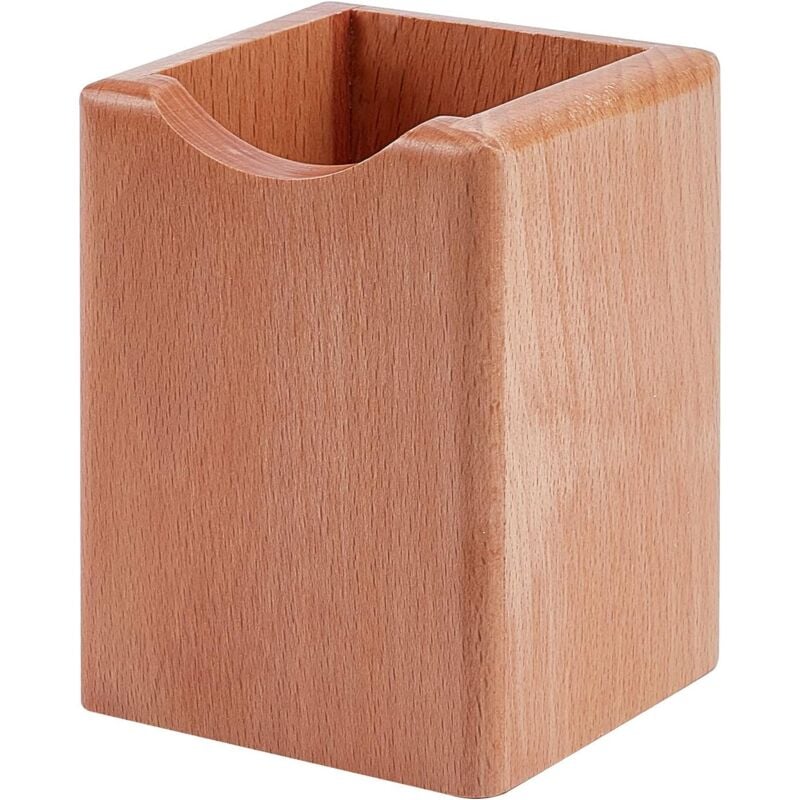foto del prodotto zvd natural wood desktop pen holder, natural grain wood pen holder and pencil holder cups, large square design wooden pencil and pen holder for