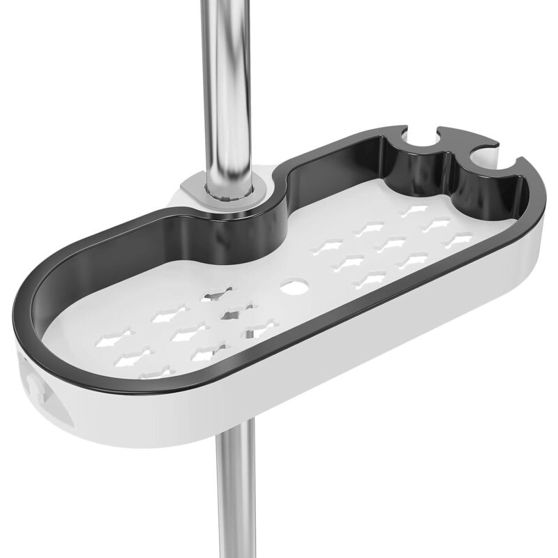 foto del prodotto zvd no drilling shower shelf, adjustable shower soap holder with buckle and hook for shower rail, fit 22, 24, 25mm rail