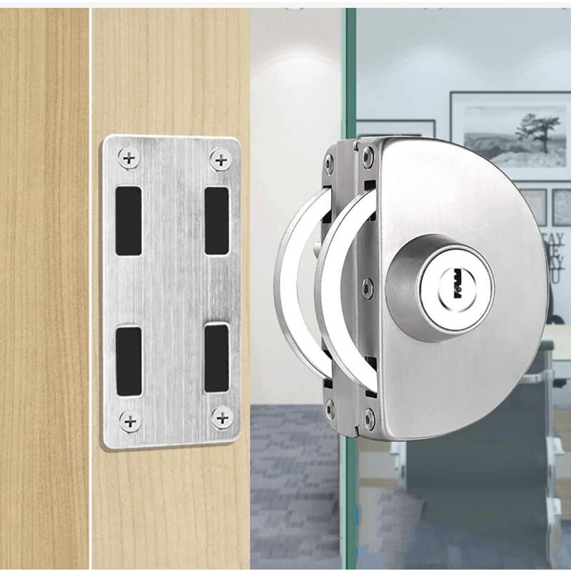 foto del prodotto zvd no drilling stainless steel glass door lock single glass door lock with 3 copper keys suitable for glass door thickness 1012mm