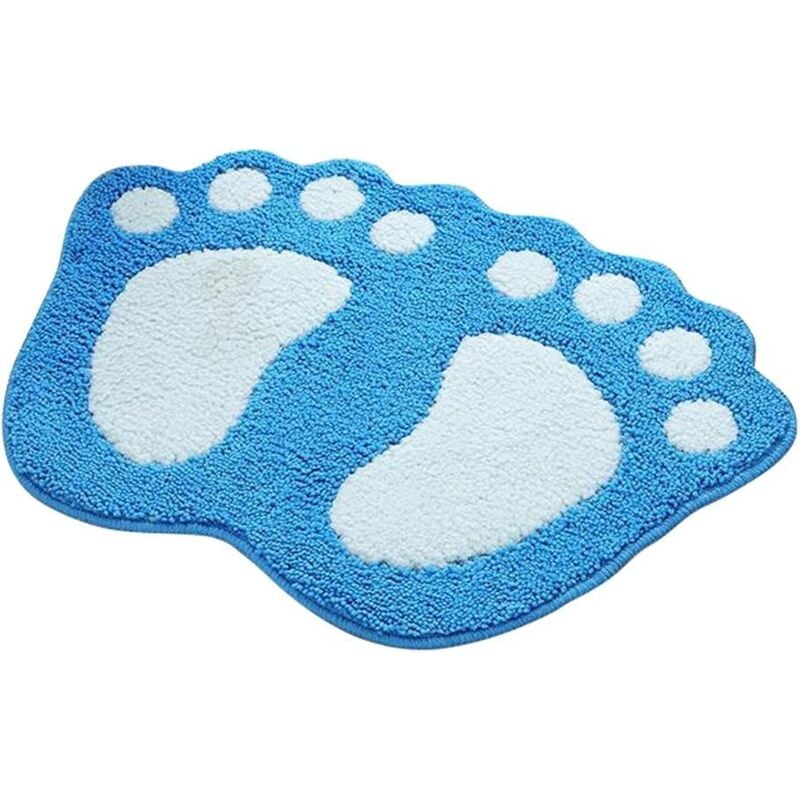 foto del prodotto zvd non slip absorbent bathroom rug, big feet design, polyester, blue, 48 x 67 cm